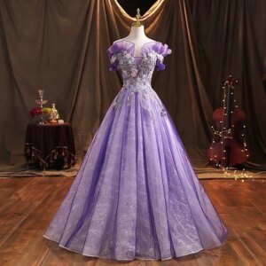 Purple Ball Gown Quinceanera Dresses Appliques Tulle Prom Party Gown Vestido De Noche Abenkleider robes de soirée Cocktail Dress
