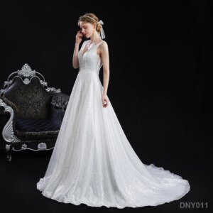Mermaid Sleeve Appliqued Beaded Lace Up Wedding Dress Bridal Gowns White Lace