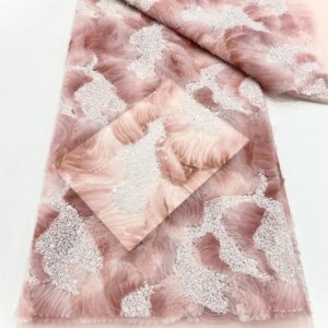 High Quality Fashion African Sequins Tulle Embroidered Groom Lace Fabric Beaded Lace Fabric For Nigerian Wedding Dress