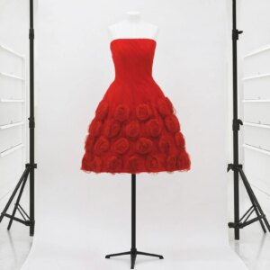 Couture Red 3D Handmade Flower Strapless Women Mini Maxi Dress To Birthday Holiday Party Bloom A-line Short Formal Dresses