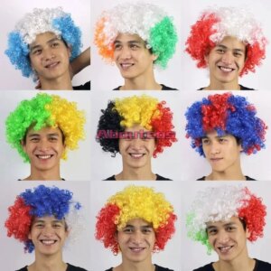 Football Match Cheering Wig European Championship National Flag Color Wig Fan Party Supplies Explosive Hair Cover Carnival