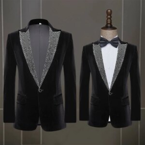 Star Wedding Tuxedos Beaded One Button Men Suit Peaked Lapel 2 Piece Set Jacket Pants Business Groom Blazers Customized