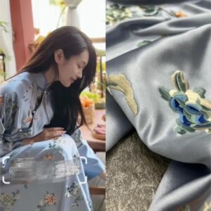 New high-end custom heavy industry acetic acid embroidery fabric for Chinese-style top cheongsam clothing