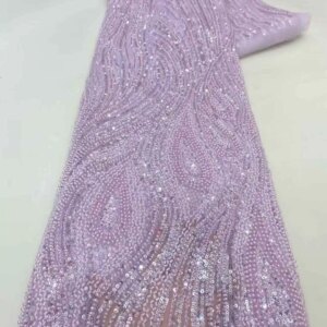 Luxury African Sequins Beaded Lace Fabric 2025 High Quality Lace 5 Yards French Lace Fabric Nigerian Net Lace Fabrics Party