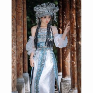 2025 chinese xishuangbanna hani ethnic girl hanfu elf princess sweet fairy temperament garment travel photography 5-piece set