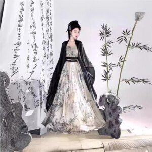 Hanfu female ink hidden calligraphy work new Chinese national
