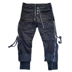 Wasteland Style Avant-Garde Dark Double-Layer Split Winter Warm Distressed Casual Pants Cropped Pants for Men