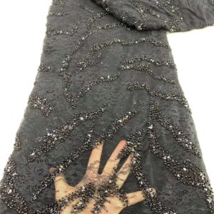 Nigerian Beads Lace Fabric For Party Wedding Dresses 2024 High Quality African Lace Fabrics With Sequins Materials For Sewing ZX