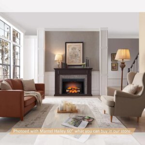 Glass Door and Mesh Screen, Fireplace Heater, Fire Crackling Sound, Remote Control, EF265B, 750 W, 1500W