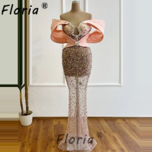 Luxurious Heavily Crystal Rhinestones Party Dresses Strapless Off the Shoulder Handmade Beads Customized Celebrity Formal Dress
