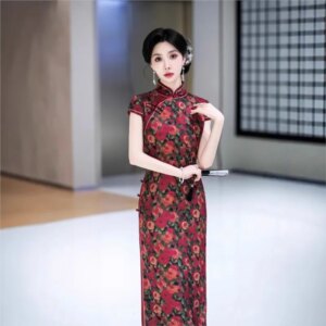 New cheongsam Chinese style elegant temperament long performance dress