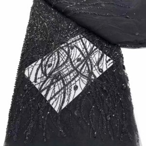 2025 New Design African Tulle Lace Fabric 5 Yards High Quality French Stones Beads Sequins Lace Fabric Embroidery Lace For Dress