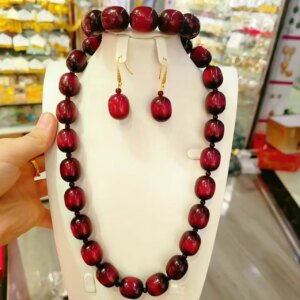 New Nigeria Dubai Coral Bead  Necklace Earrings Bracelet Wedding Party Jewelry Set for Lovers YY10604