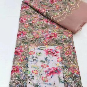 High Quality African Lace Fabric, French Net Sequins Fabric, Embroidered beads Tulle, Nigerian Lace Fabric, 5Yards CD