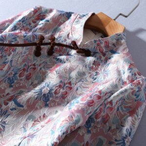 High Quality |New Women’s Jacquard Improved Cheongsam Retro Fashion Word Women Dress Daily 3/4 Sleeve