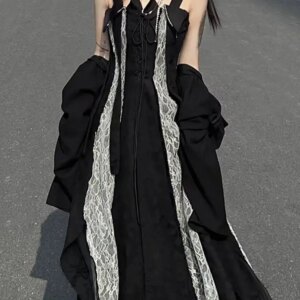 Designer Model Sling Dress Women’s Drawstring Frayed Jacquard Heavy Work Skirt