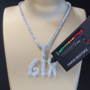 Custom VVS D Color Lab-Grown Diamonds Name Pendant Personalized Number Letter Necklace With 925 Silver Moissanite Tennis Chain