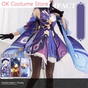 Anime! Genshin Impact Keqing TingNiKuaiYu Game Suit Elegant Gorgeous Dress Uniform Cosplay Costume Halloween Party Outfit NEW