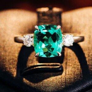 Provence Luxury trilogy rings Green Lab Gemstones 10K Solid Gold Vintage Design Wedding Band Engagement ring Fine Jewelry Custom