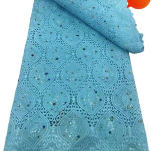 2025Latest Very Soft Cotton Laser Embroidery High Quality Swiss Lace With Stones Fabric For Party Evening Dress NN1588_Z