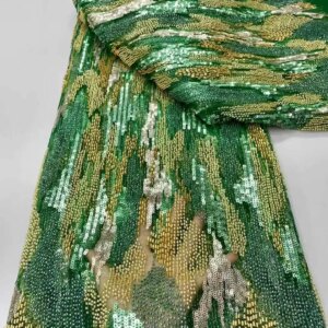 2025 New African French Nigerian High End Lace Fabric With Beads Sequins Mesh for Embroidery Wedding Party Bride Sewing Dress