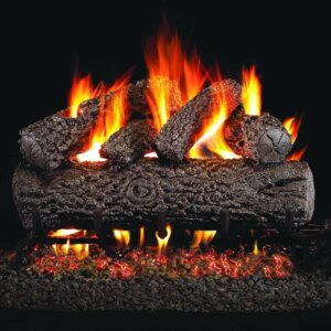 Peterson Real Fyre 24-inch Post Oak Log Set with Vented G4 Burner – Match-Light (Natural Gas)