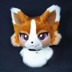 Brown Furuit Long-haired Cat and Fox Mascot Head Party Halloween Fur Role Play
