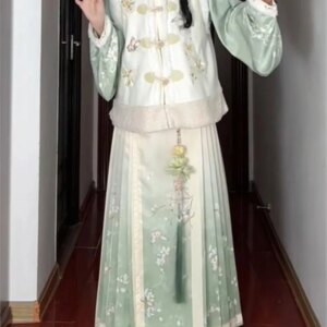 A new set of Hanfu women’s embroidered round-neck bijia and fleece pipa clothing