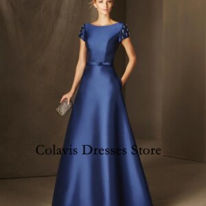 Colavis Boat Neck Rhinestone 2024 New Women’s Maxi Customized Prom Dress Short Sleeves Fashion Celebrity Vintage Party Dress