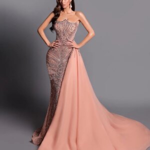 DMDRS Strapless Evening Dress Elegant Crystal Beaded Party Gown Luxurious A-line Sleeveless Floor-Length Party Dress فساتين سهرة