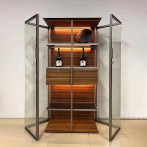 High-end glass living room cabinets furniture modern luxury wine rack cabinet