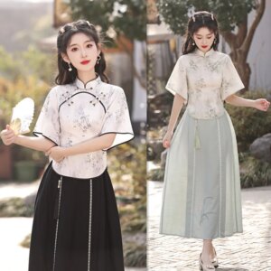 Retro National Style Cheongsam Qi Pao Top Suit Spring/Summer New Women’s Chinese Girl