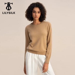 LILYSILK Women’s Baby Cashmere Crewneck Sweater Ladies Basic Regular Fit Pullover with Round-Neck for Everyday Wear