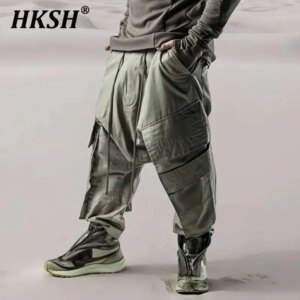 HKSH Spring New Men Tide Dark Punk Techwear Waste Land 3D Big Pockets Deconstruct Crotch Cotton Safari Style Cargo Pants HK4273