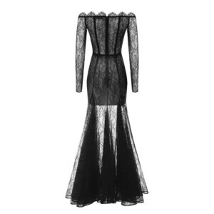 Lace Sexy Custom Party Gowns Strapless Mermaid Prom Dresses Off Shoulder Illusion Long Sleeve Evening Dress New فساتين سهرة