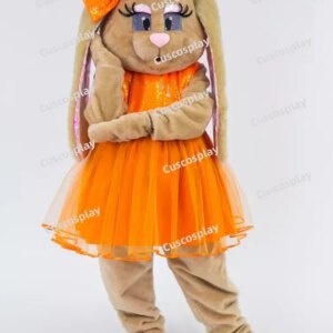ChristmasHalloween Christmas Cute Hare Rabbit With Orange Dress Mascotte Fancy Cartoon Mascot Costume Plush Fancy Dress Mascot C