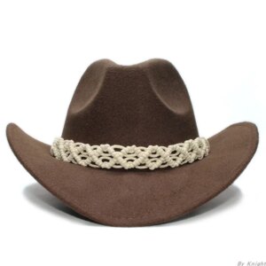 Rice white knit with boys and girls parent-child woolen cowboy hat large wide sunshade top