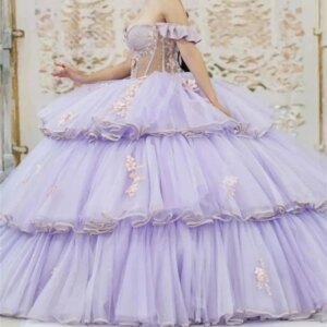 Customized Princess Girl Party Occasion Dress Vestidos De Baile Vestidos De 15 Quinceañe Tiered Ballgown Tulle Prom Dress Women