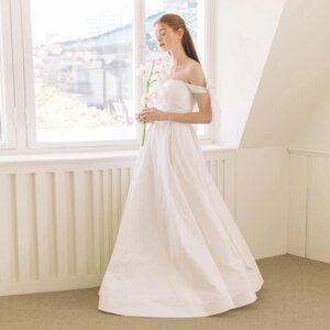 Square Collar Taffeta Simple Wedding Dress Spaghetti Straps Lace Up Back A Line Bridal Gown Sleeveless Floor Length Bridal Dress