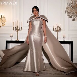 Customized Evening Dress Women Prom Gown Formal Party YPMWZX Asymmetrical Mermaid Floor Length Skirts Bows Bead Bespoke Occasion