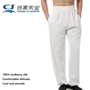 Mulberry Silk Summer Men’s Trousers Black Light Gloss Cool Loose Plus Size 5XL 150KG Fat Straight Pants High-end Good quality