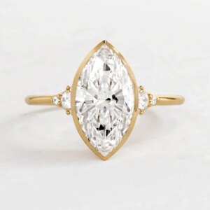 Custom Moissanite Gold Rings 18k 2 Carat Center 6*12mm Brilliant Marquise Cut Moissanite Jewelry For Women