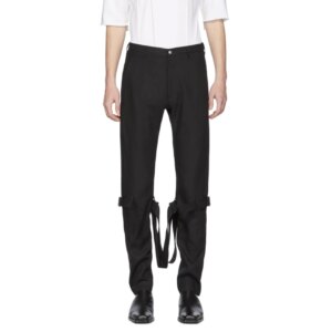 YOJI OOAK STRAIGHT LEG BANDAGE Black wool lace-up straight leg bandage for casual men