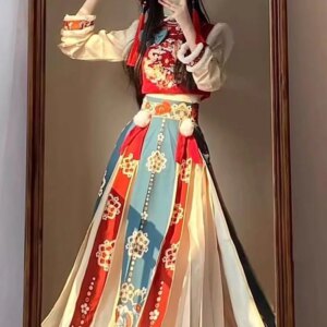 Women’s Han Chinese Clothing New Autumn/Winter Fleece-lined Thickened Ancient Costume Improved New Year Clothes