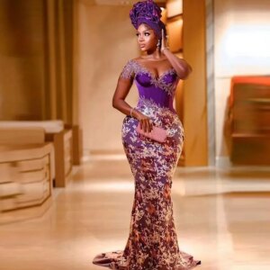 Illusion Short Sleeves Appliques Beads Plus Size Prom Dress Black Girls Party Gowns African Women Mermaid Lace Evening Dresses