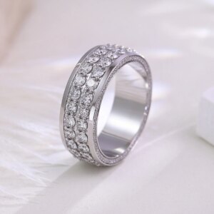 Provence Luxury full eternity Rings 18KGold Double Row DEF/VS Lab Grown Diamonds Rings for Men Wedding Personalized Custom