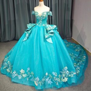 Customized Shiny blackish green V-neck Quinceanera Dress sequin applique Tull trailing vestidos de 15 Quinceanera 