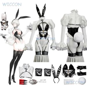 2B Cosplay Costume Maid Game NieR: Automata Doujin Bunny Girl Sexy Uniforms Headwear Props Wig Halloween Party Role Play Clothes