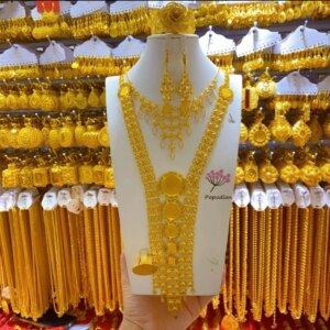 Dubai New Gold Plated Necklace Earrings Ring Bracelet Wedding Party Jewelry Set for Women  DD10415