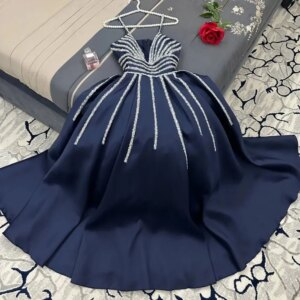 Customized High Quality Spaghetti A-line Evening Es Paillette Sequin Satin Custom Party Dress